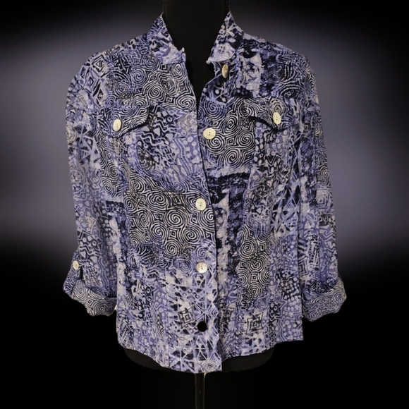 Ruby Rd Casual Button up Artsey Print Blazer, Jacket 12 - Picture 1 of 8